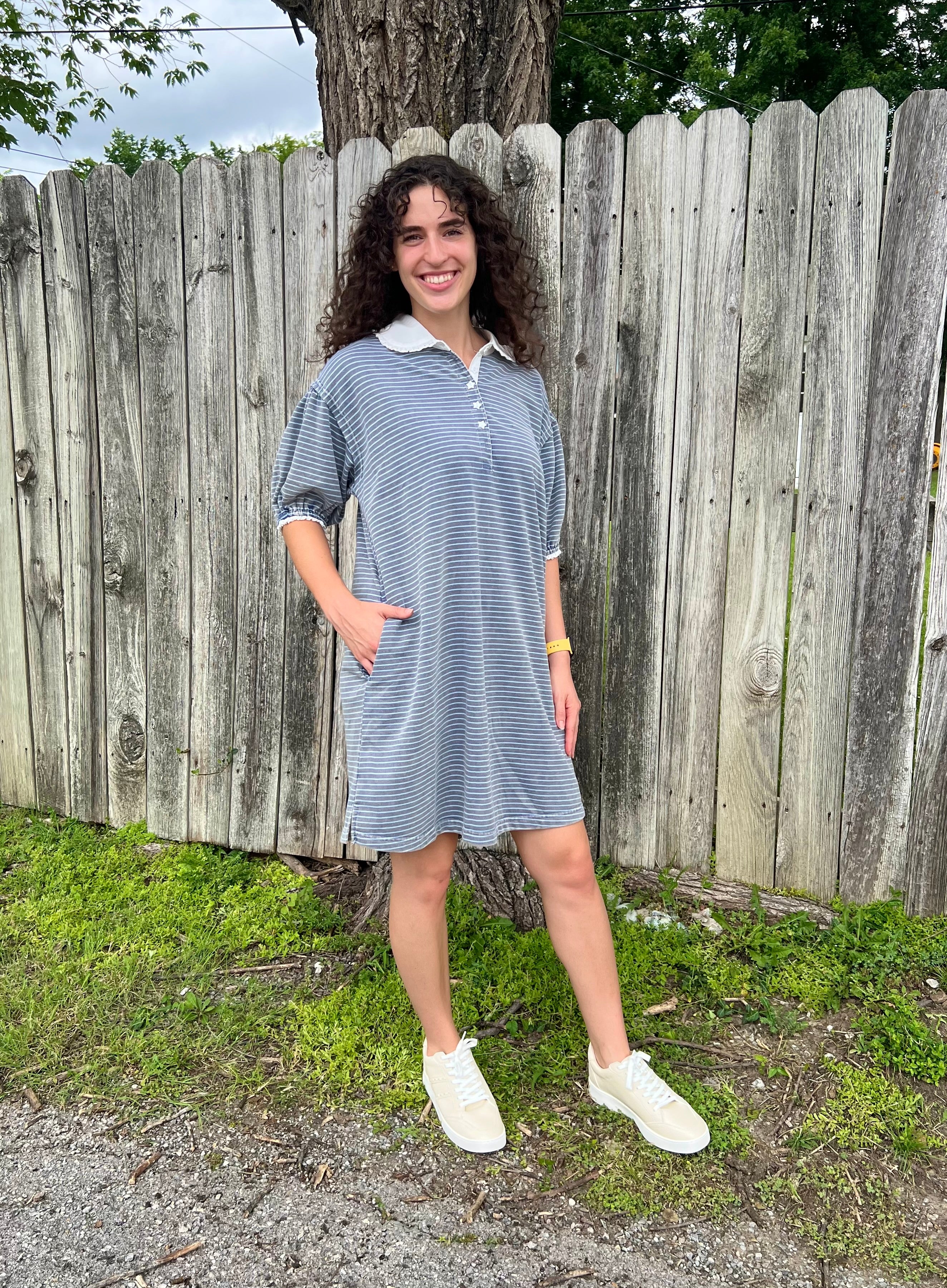 Navy Striped Polo Dress