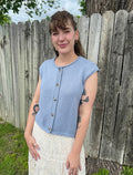 Dusty Blue Button Sweater Vest