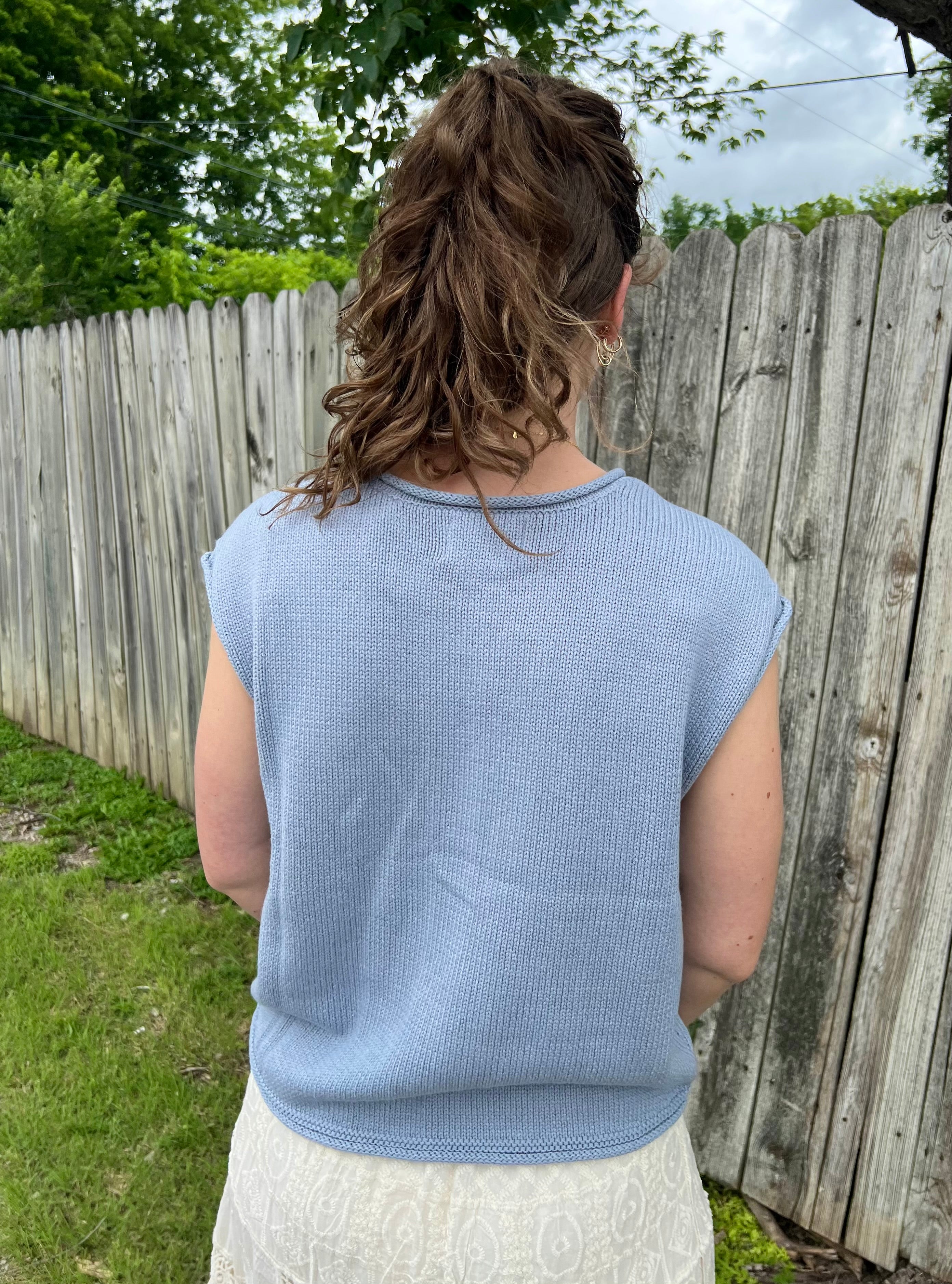 Dusty Blue Button Sweater Vest