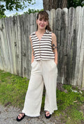 Cream and Brown Button Up Tank Top