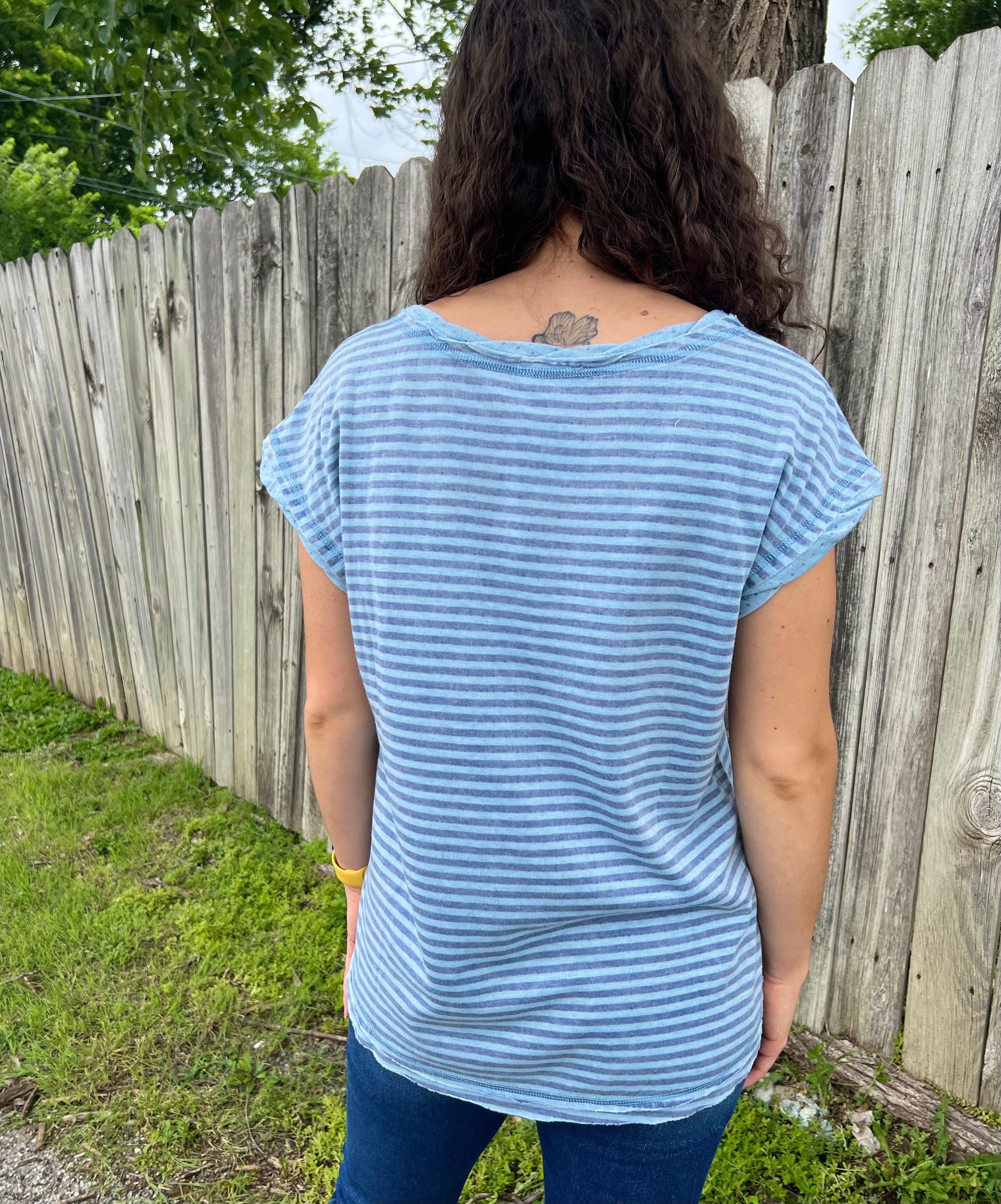 Blue Striped Pocket T-Shirt
