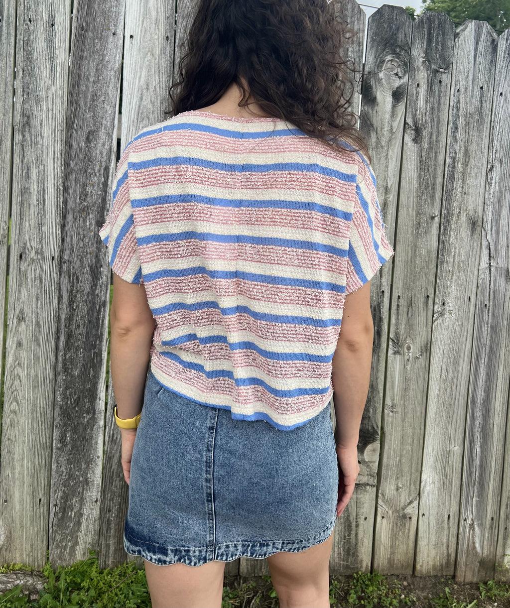 Pink and Blue Striped Top