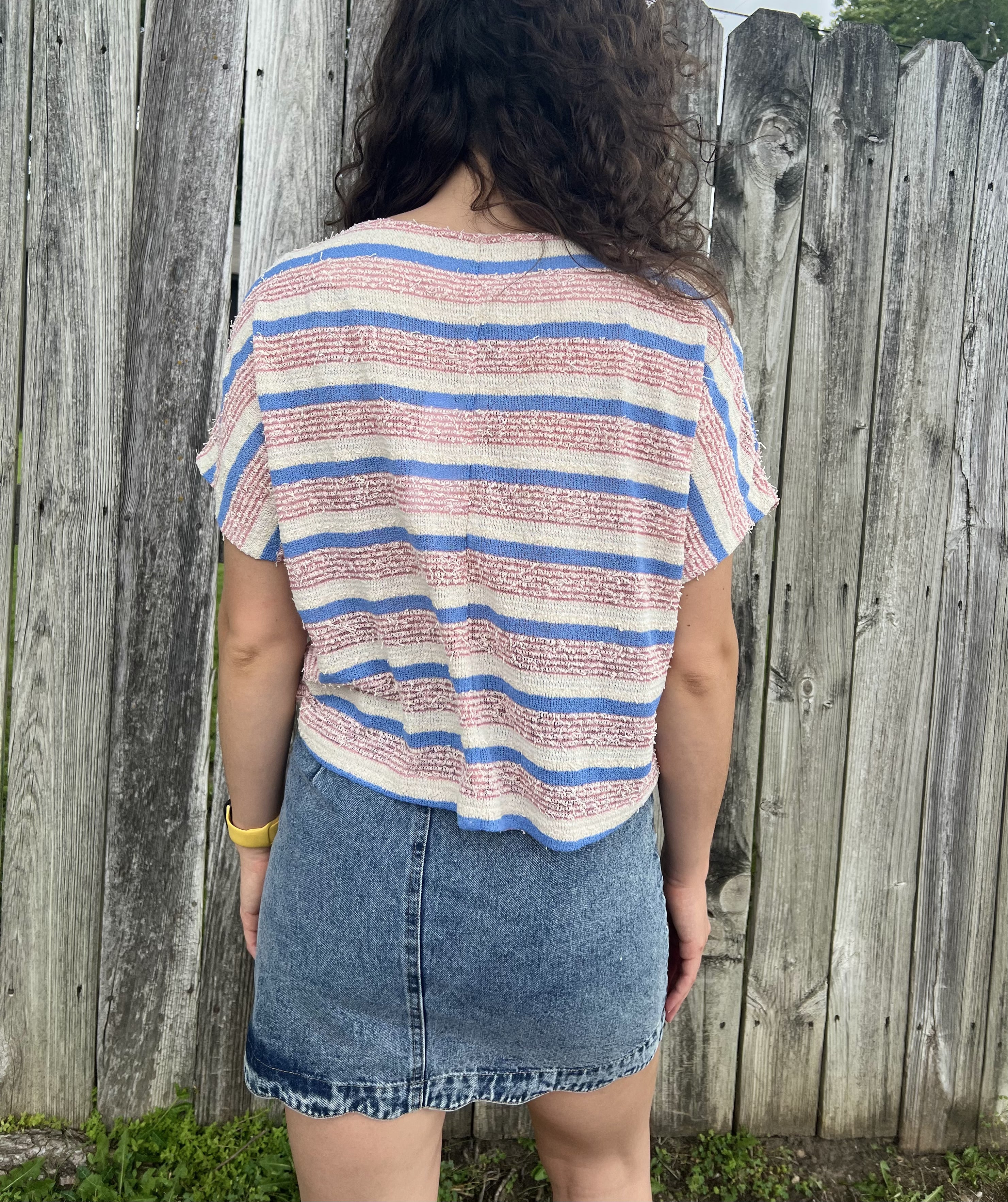 Pink and Blue Striped Top