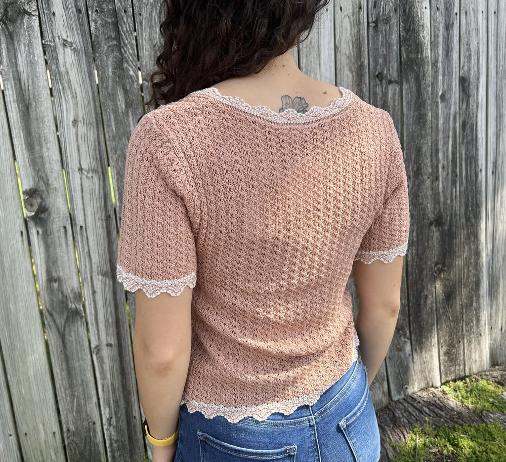 Tan Crochet Button Up Top