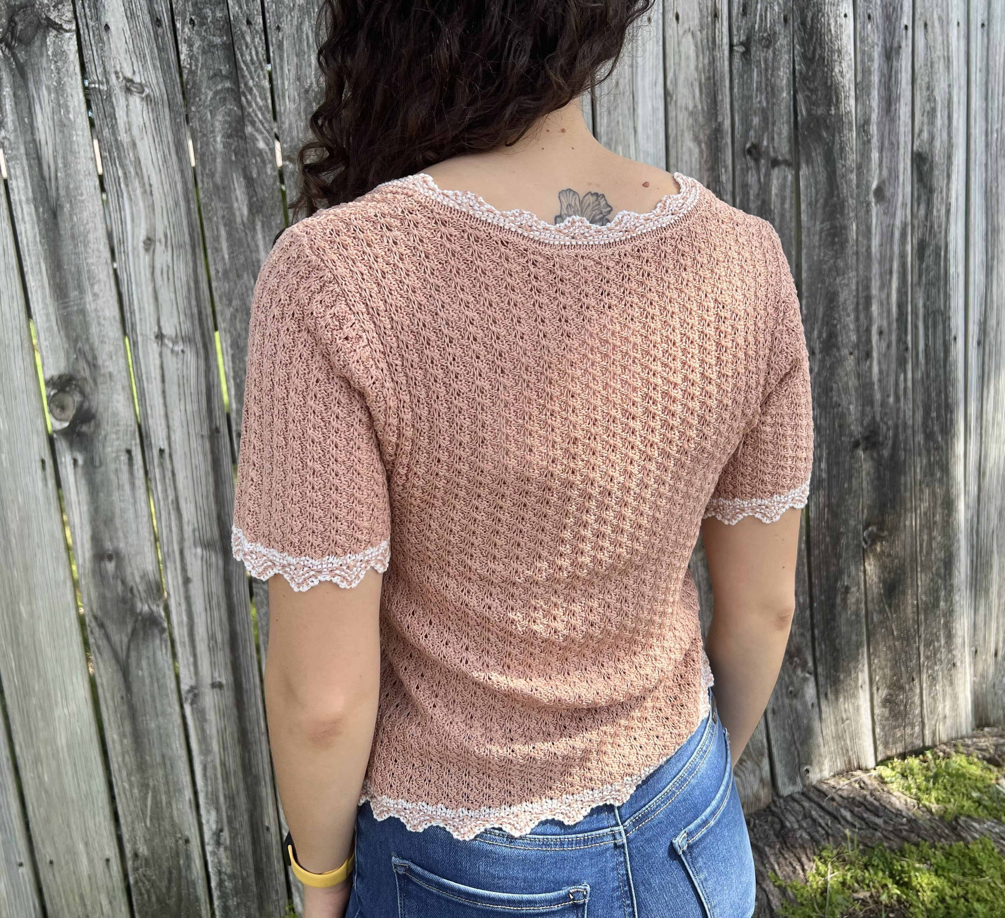 Tan Crochet Button Up Top