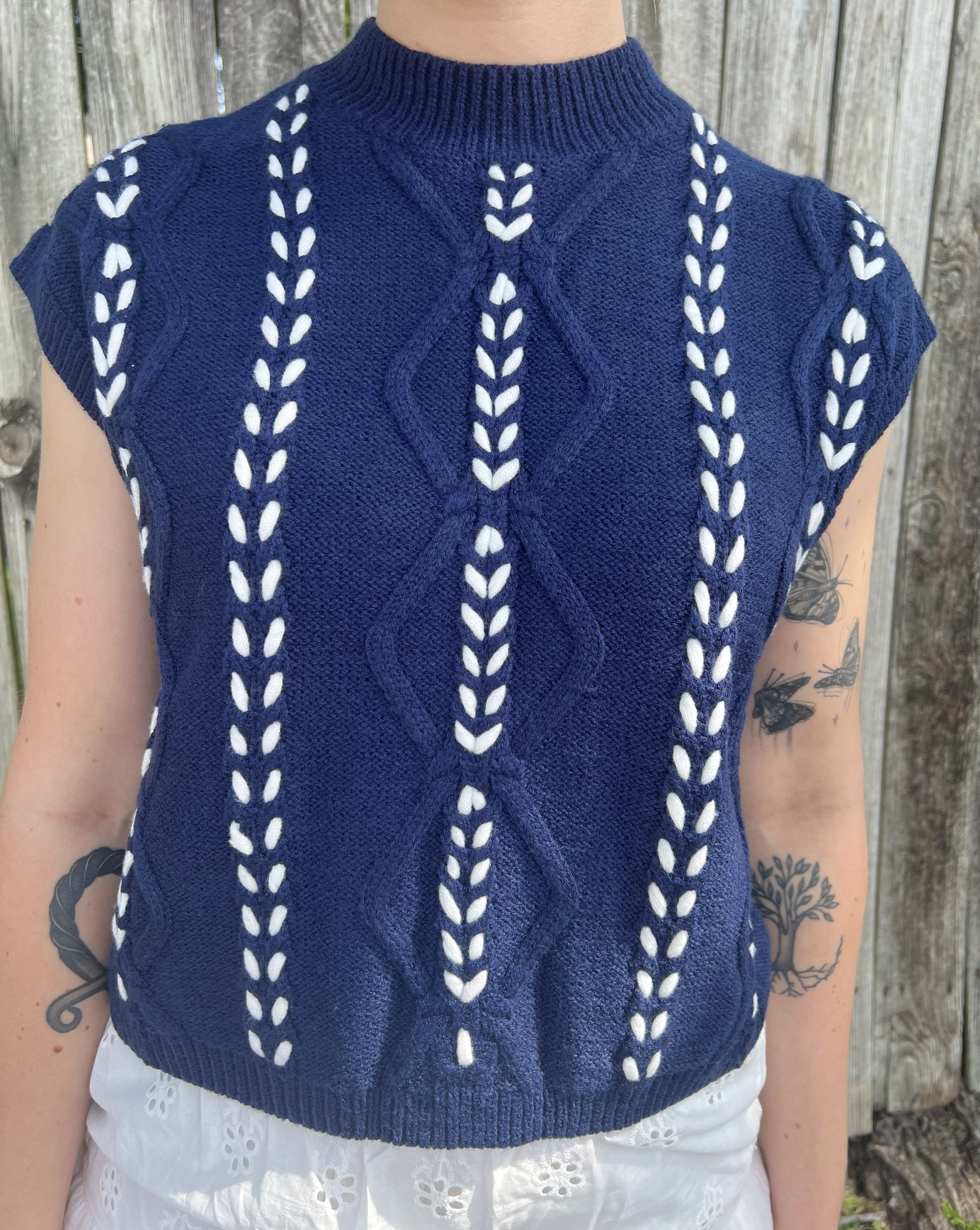 Navy with White Stitch Sweater Vest