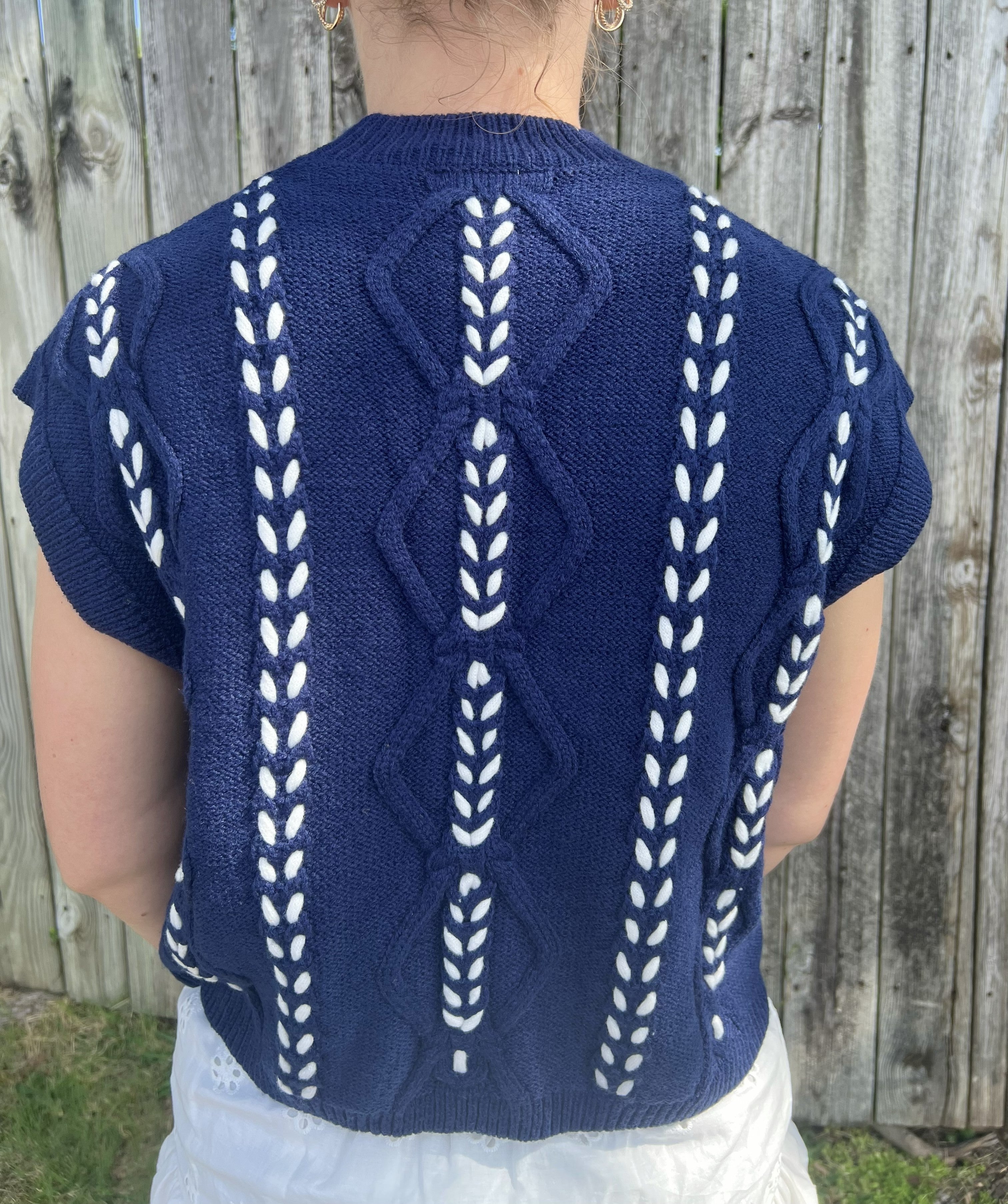 Navy with White Stitch Sweater Vest