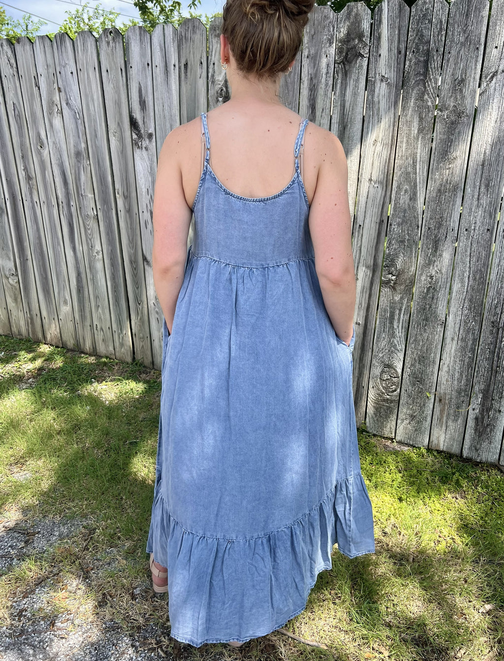 Chambray Henley Maxi Dress
