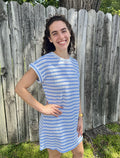 Blue Striped Pocket Mini Dress