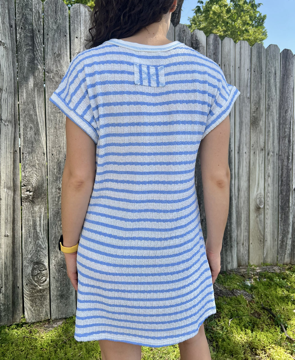 Blue Striped Pocket Mini Dress