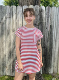 Red Striped Pocket Mini Dress