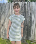 Olive Striped Pocket Mini Dress