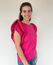 Hot Pink Sparkly Sleeve Top