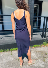 Navy Ribbed Midi Dress