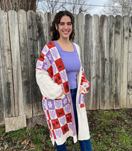 Lavender & Rust Patchwork Cardigan