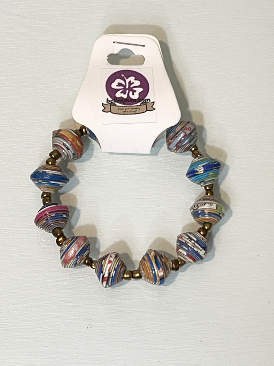 Blue Paper Beads Bracelet