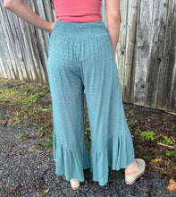 Teal Blue Asymmetrical Ruffle Pants