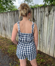 Navy Gingham Romper