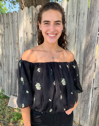 Black Floral Off the Shoulder Top