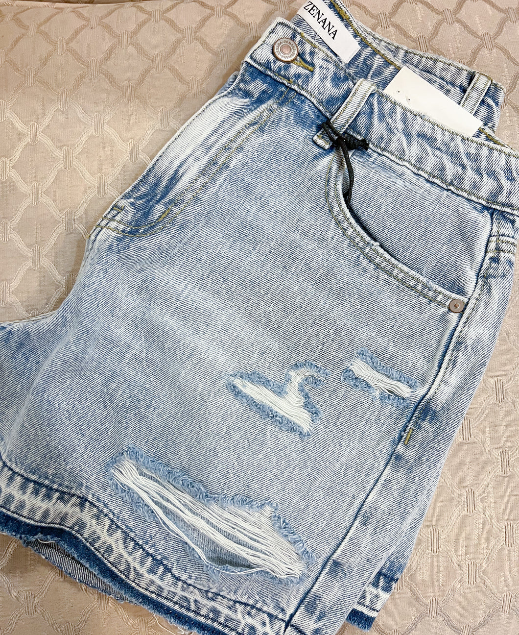 Light Washed Distressed Shorts