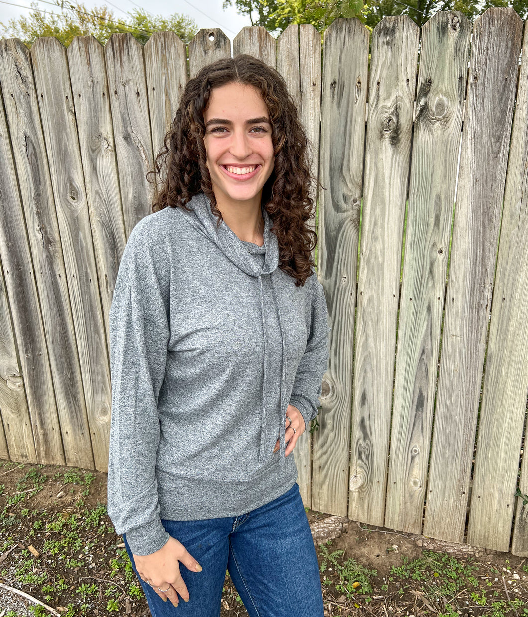 Heather Gray Cowl Neck Hoodie BA Boutique LLC