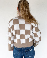 Camel & White Checkered Sweater