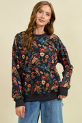 Charcoal Floral Print Sweatshirt
