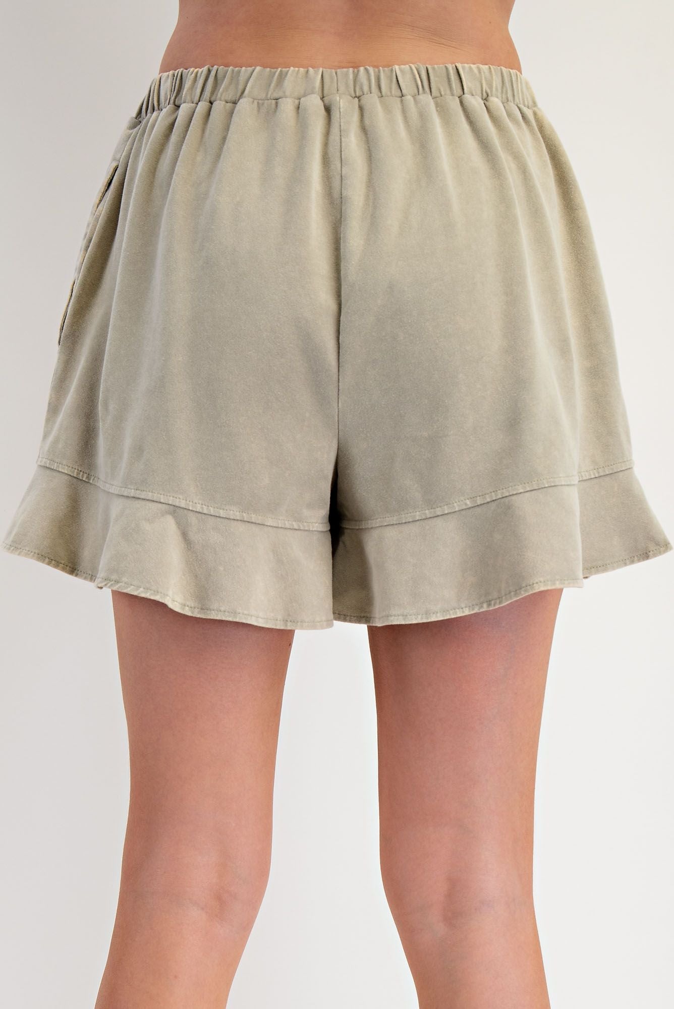 Beige Riffle Trim Shorts
