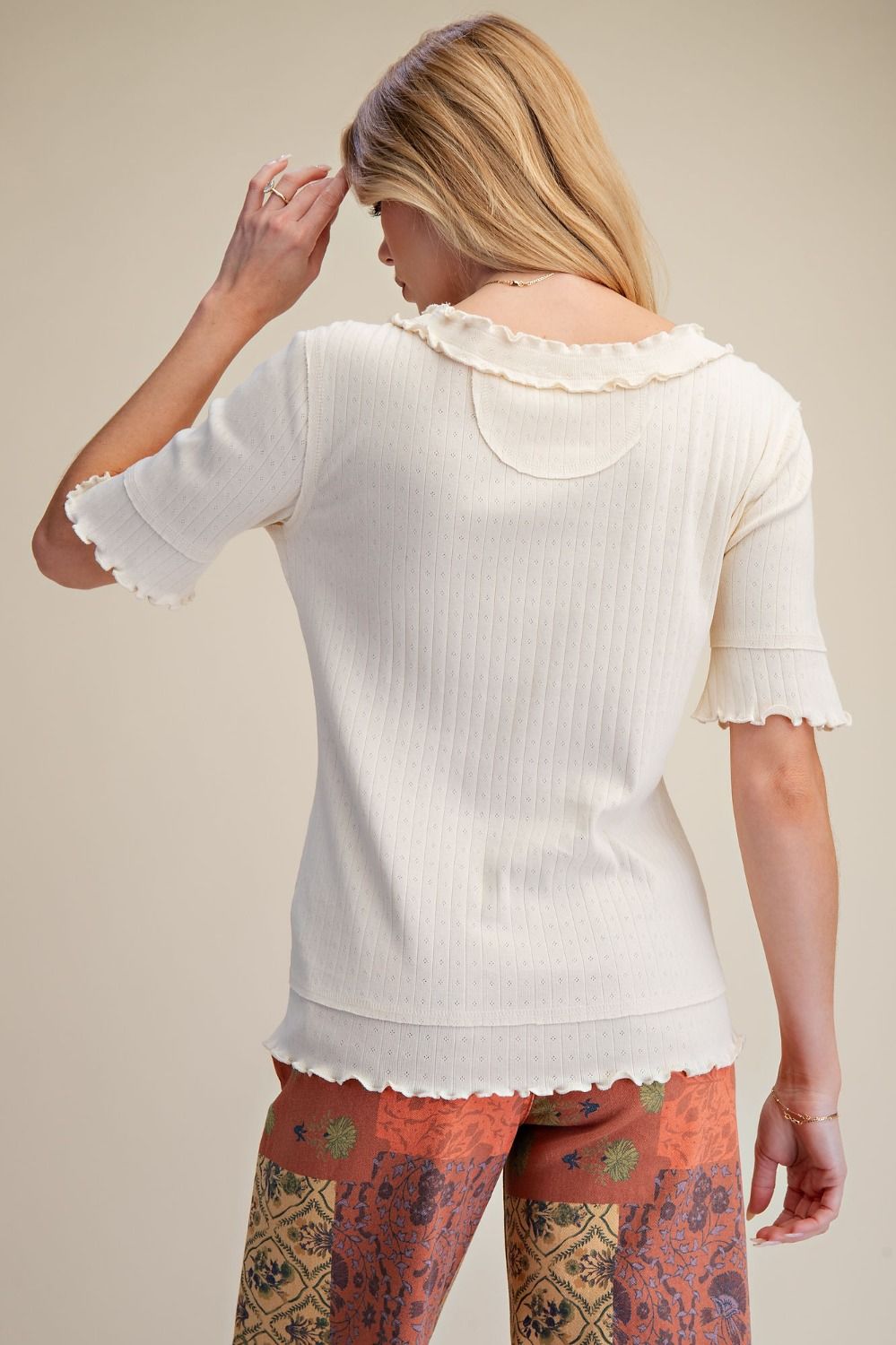 House Cross Stitch 3/4th Sleeve T-Shirt