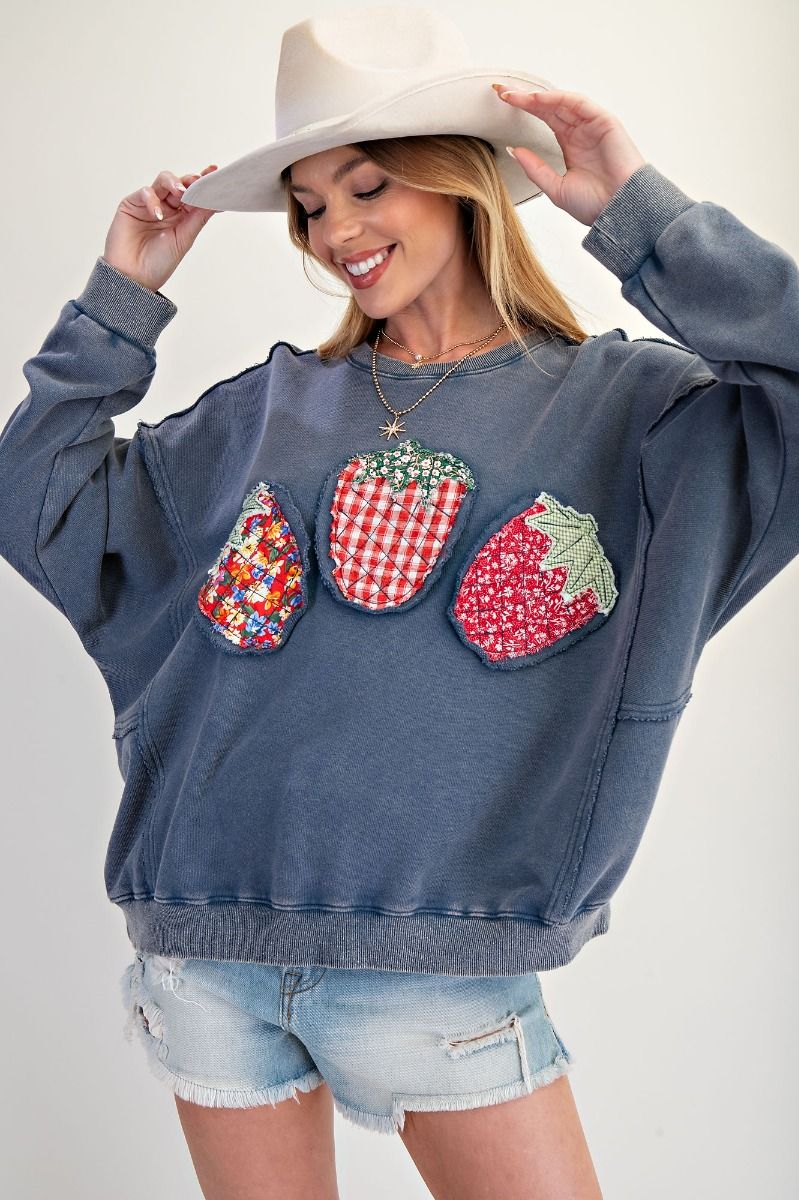 Blue Strawberry Sweatshirt