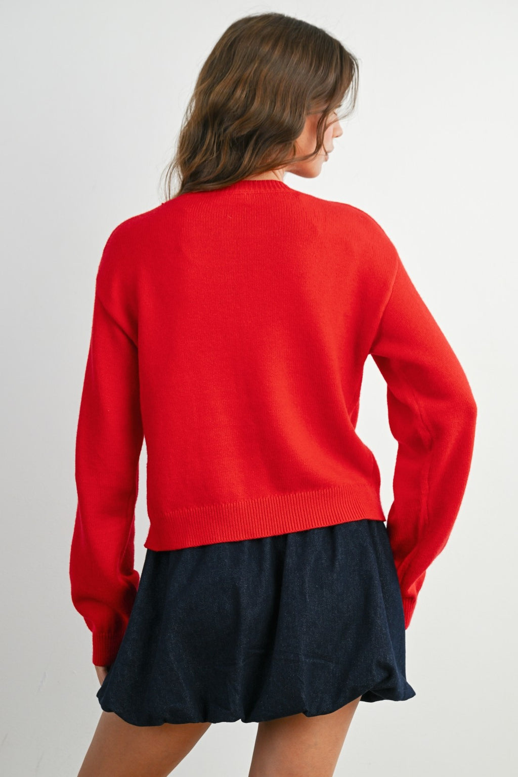 Red Fun Button Cardigan