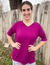 Fuchsia V Neck T-Shirt