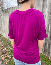 Fuchsia V Neck T-Shirt