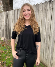 Black  V Neck T-Shirt