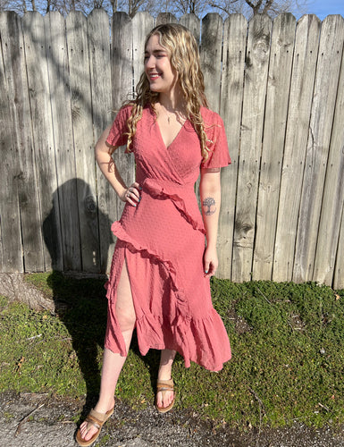 Rose Ruffled Midi Dress