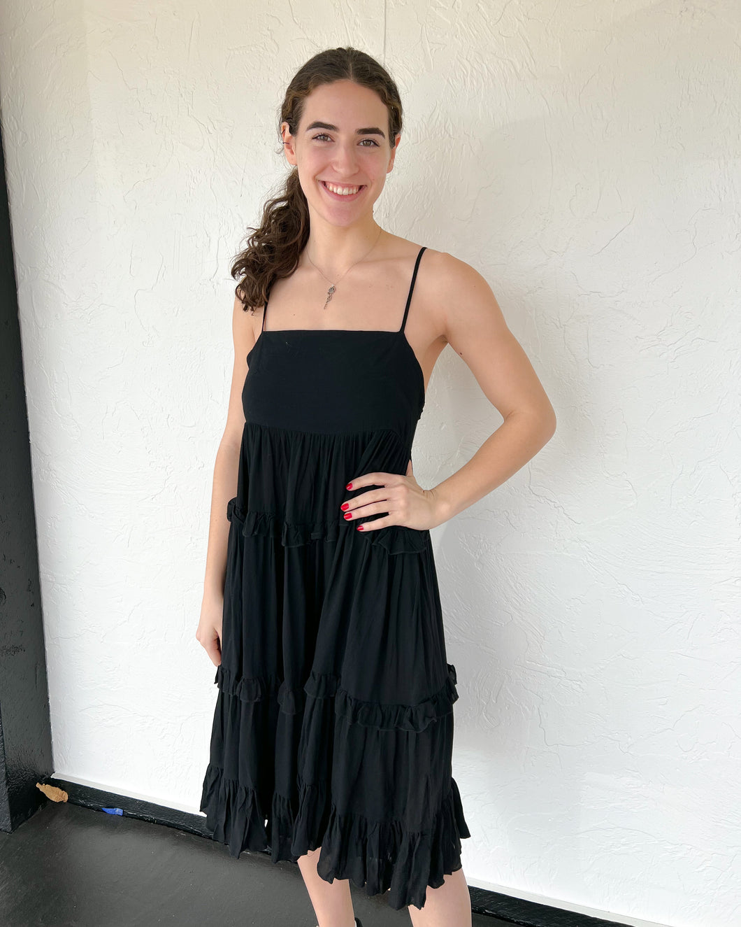 Black Ruffled Beach Dress