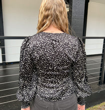 Black Dotted Wrap Top