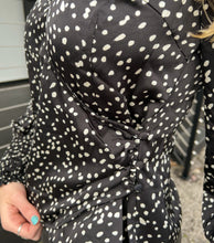 Black Dotted Wrap Top