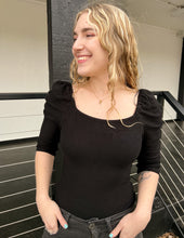 Black Square Neckline Bodysuit