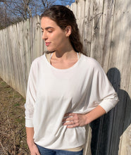white, sleeve, slouchy, top, tee