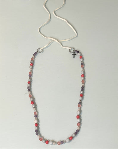 Pink and Purple Beaded Necklace