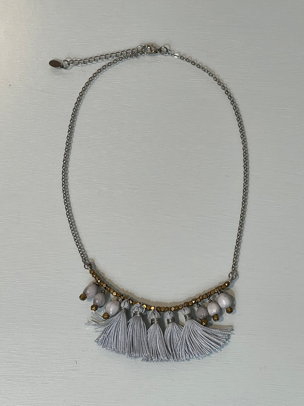 Gray Tassel Necklace