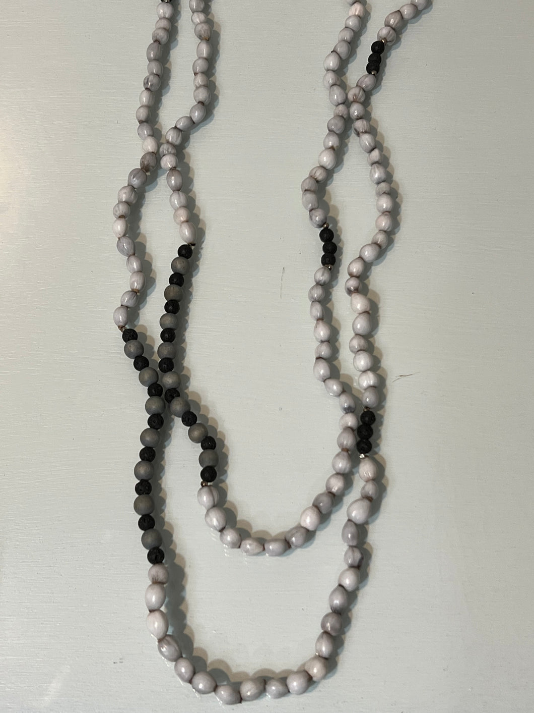 Long Majok Seed & Lava Bead Necklace