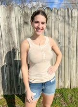 Beige Henley Tank Top