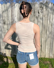 Beige Henley Tank Top