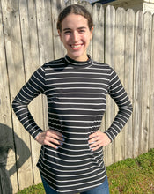 Black Striped Mock Neck Top