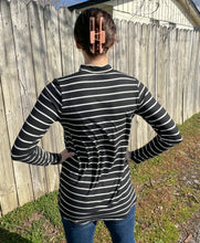 Black Striped Mock Neck Top