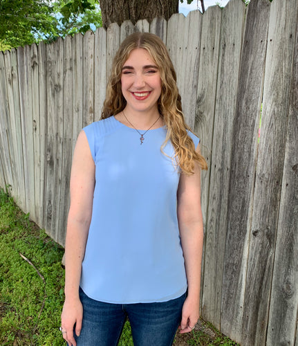 Baby Blue Striped Strap Tank Top