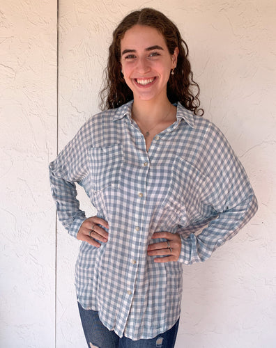 Blue Gingham Button Up